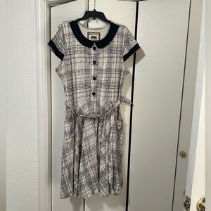 Modcloth Black and White A-Line Dress with Peter Pan Collar